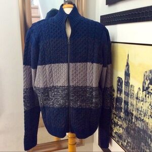 INC zip up cable knit sweater cardigan XL
